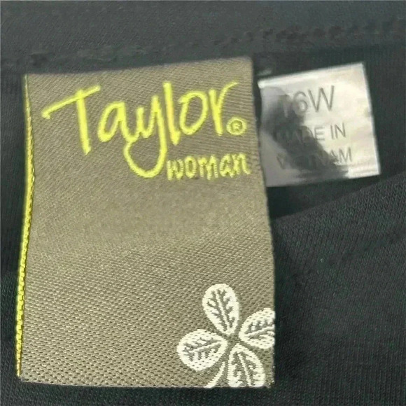 Taylor Women's Plus Size 16W Black Shift Dress Ruffle Sleeves Casual - Picture 10 of 11